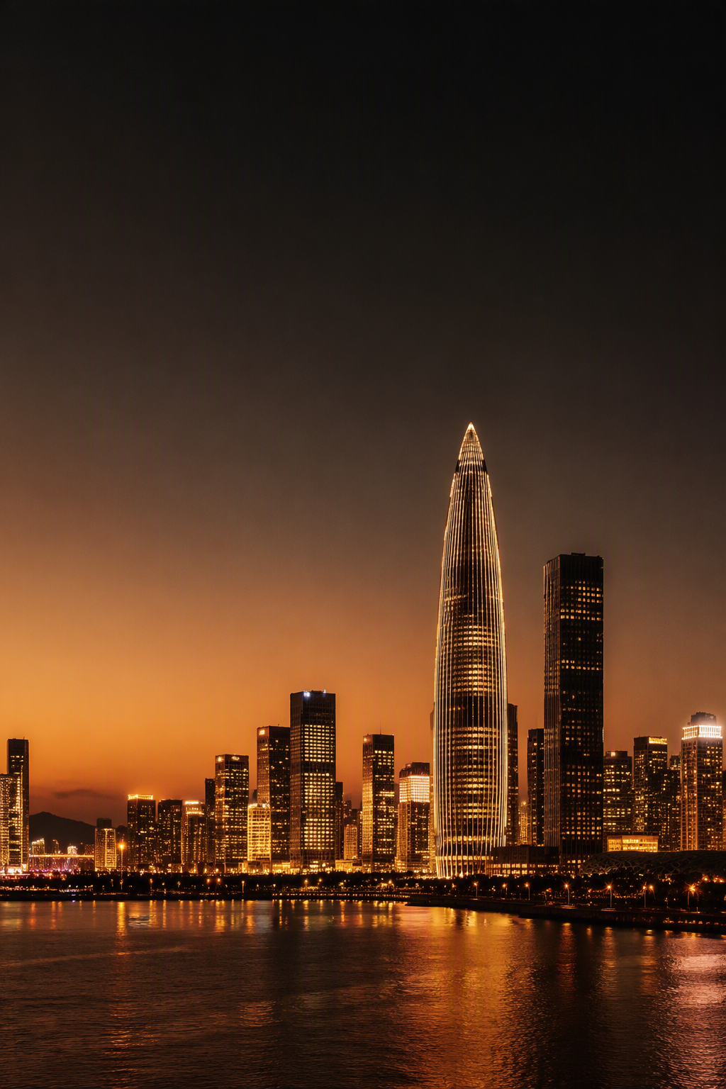 Shenzhen bay skyline at dusk