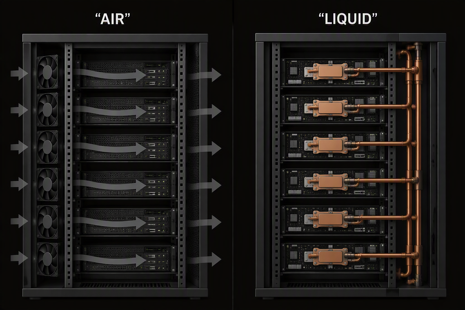 Air vs liquid rack cross-sections
