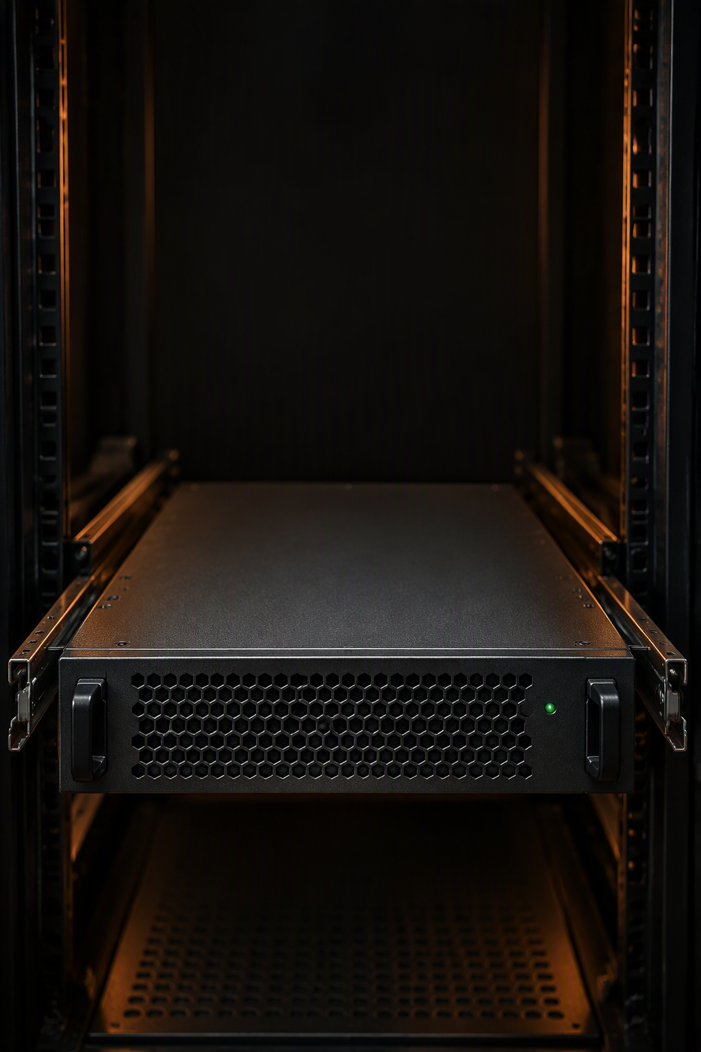 1U BBU battery module sliding into rack